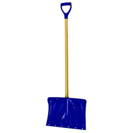 Zoro Select Snow Shovel, 18 in W x Plastic, Steel Blade, 37 in L Wood Handle 21AD01