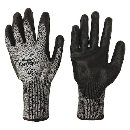 Condor Cut Resistant Coated Gloves, Cut Level A4 , Dipped , Polyurethane , Smooth , M 1 PR 21AH69
