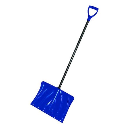 Zoro Select Snow Shovel, 18 in W x Plastic, Steel Blade, 37 in L Steel Handle 21AC99