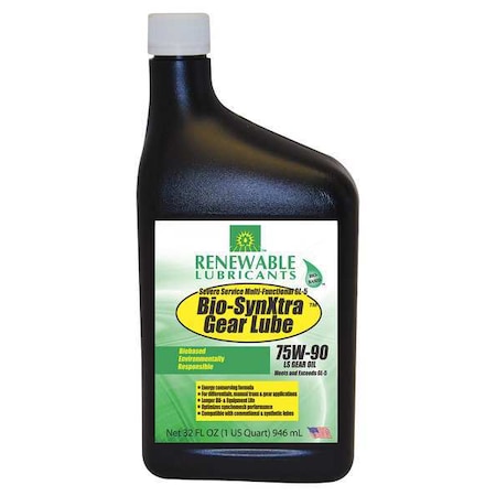 Renewable Lubricants Gear Oil, 1 qt, Bottle, Light Golden 82121