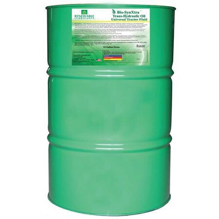 Renewable Lubricants 55 gal Drum, Hydraulic Oil, 46 ISO Viscosity, 10W-30 SAE 81226