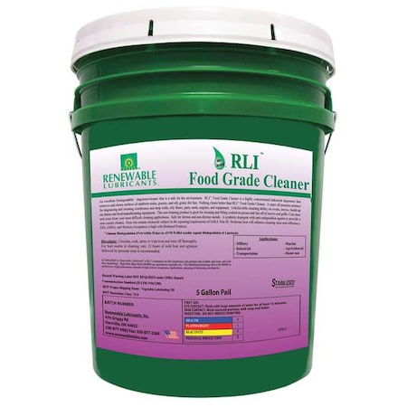 Renewable Lubricants Food Grade Cleaner, Pail, 5 gal, Fresh 87814
