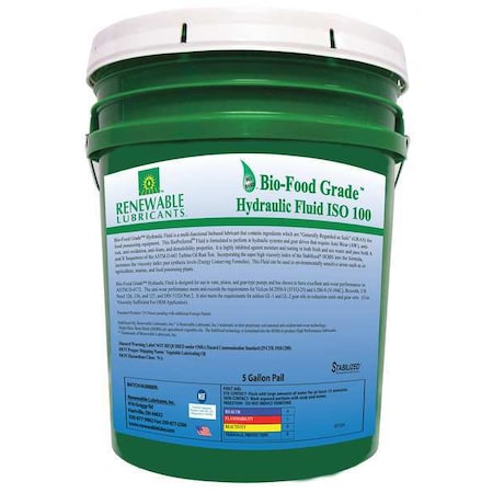 Renewable Lubricants 5 gal Pail, Hydraulic Oil, 22 ISO Viscosity, Not Specified SAE 87154