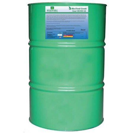 Renewable Lubricants 55 gal Bio-Food Grade Gear Oil Drum 46 ISO Viscosity, Light Amber 87216