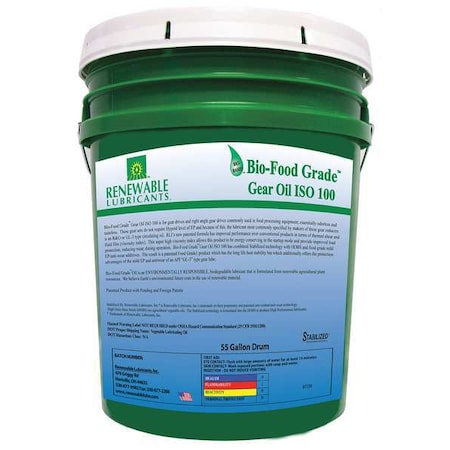 Renewable Lubricants 5 gal Gear Oil Pail 100 ISO Viscosity, Not Specified SAE, Yellow 87234