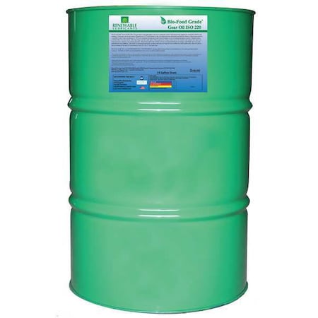 Renewable Lubricants 55 gal Bio-Food Grade Gear Oil Drum 220 ISO Viscosity, Light Amber 87256