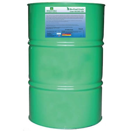 Renewable Lubricants 55 gal Bio-Food Grade Gear Oil Drum 320 ISO Viscosity, Light Amber 87266
