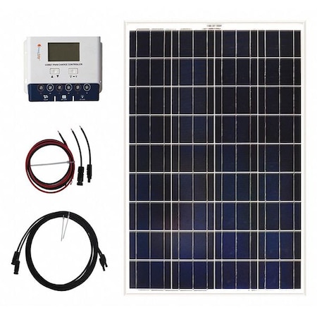 Grape Solar Polycrystalline Solar Panel Kit, 100 W, 18V DC, 5.23 A, 36 Cells, 4mm PVC GS-100-KIT