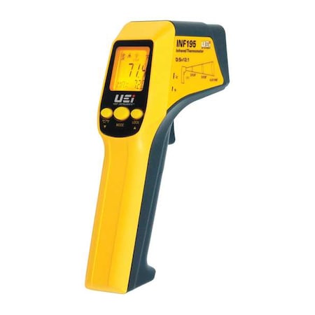 Uei Test Instruments Infrared Thermometer, 8 Dot Circle Laser Sighting Adjustable 0.30, 0.70, 0.95, LCD INF195C
