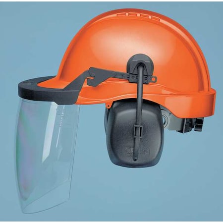 Deltaplus Hard Hat, ProGuard(TM), Polypropylene, 6 Point Ratchet, Type 1, Class E, Orange (Cap)/Black (Muff) CU-30L