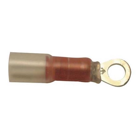Velvac Ring Terminal, 5/16 in Stud Size, 18 AWG, 600 V, Heat Shrink Insulated, Red, Crimp Termination Only 30116