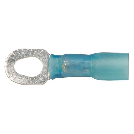 Velvac Ring Terminal, #6, #8, #10 Stud Size, 14 AWG, 600 V, Heat Shrink Insulated, Blue, 10 PK 3131M