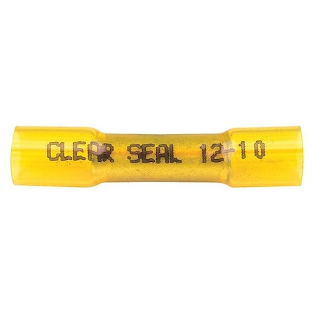 Velvac Butt Splice Wire Connector, 10 AWG Max, Yellow, Nylon Insulation, 600 V, 10 PK 37430