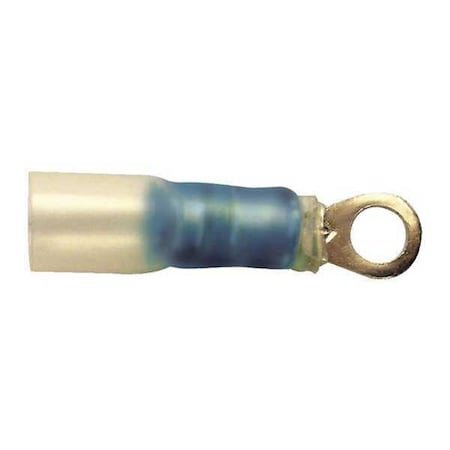 Velvac Ring Terminal, #6 Stud Size, 14 AWG, 600 V, Heat Shrink Insulated, Blue, Crimp Termination Only 30312