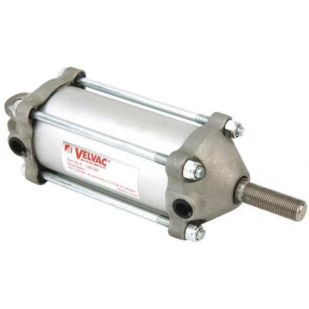 Velvac Air Cylinder, 2 1/2 in Bore, 4 in Stroke, Double Acting, Aluminum . 100122