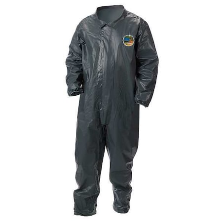 Lakeland Chemical Resistant Coveralls, Collared Coverall, 4XL, Pyrolon(R) CRFR, Elastic Wrist, Elastic Ankle LS51110-4X
