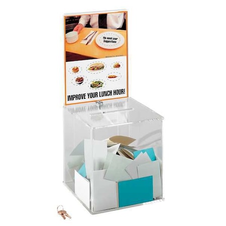 Safco Collection Box, Large, Acrylic, Clear 4234CL