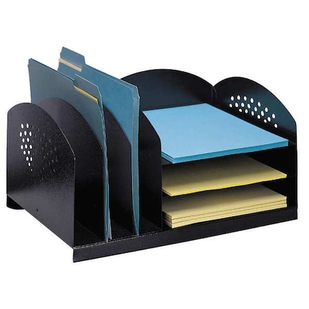 Safco Letter Tray/File Holder, Black, Steel, 16 1/4 in W, 11 1/4 in L, 8 1/4 in H, 11.3" D 3167BL