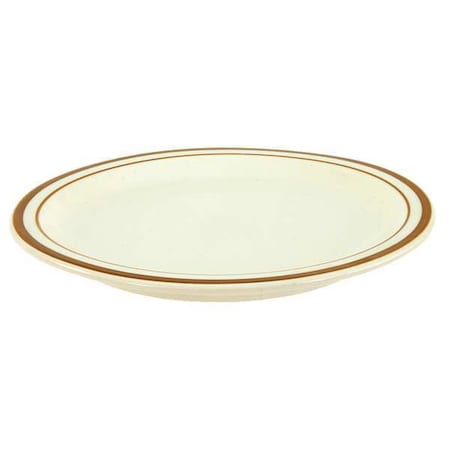 Crestware Plate, 10-1/4", Ceramic Brown Speckled with Brown Band PK12 SC46