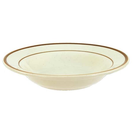 Crestware Rimmed Soup Bowl, 12 oz., Ceramic Brown Speckled w/Double Band PK24 SC61