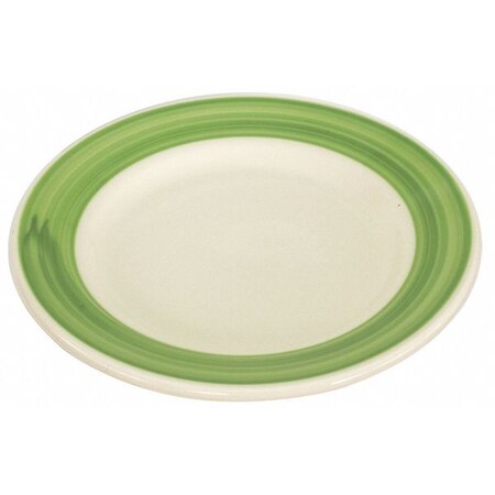 Crestware Plate, 10-1/4 In., White/Green, PK12 PIC46G