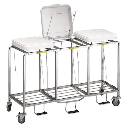 R&B Wire Products Triple "Easy Access" Hamper with Foot Pedal, No Bag 676NB