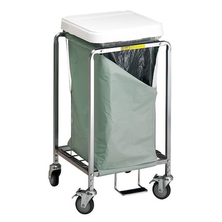 R&B Wire Products Single "Easy Access" Hamper with Foot Pedal, White Bag 672W