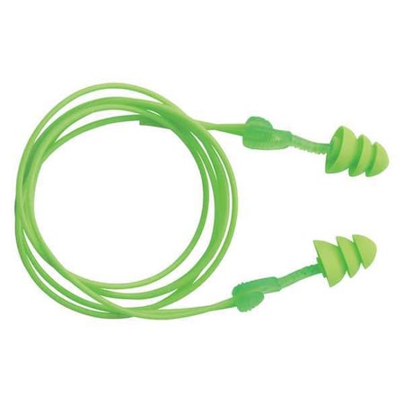 Moldex Glide Reusable Soft Plastic Ear Plugs, Flanged Shape, 27 dB, Green, 50 PK 6445