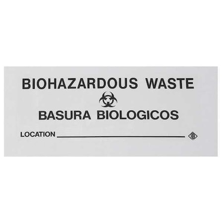 R&B Wire Products Bilingual Hamper Label "Biohazardous Waste", Black Text, PK5 602BW