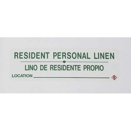 R&B Wire Products Bilingual Hamper Label "Resident Personal Linen", Green Text, PK5 602RL