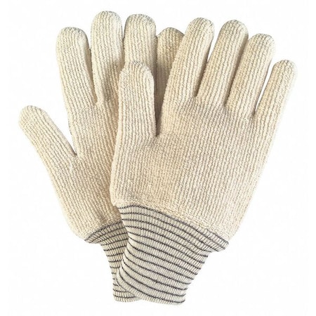 Mcr Safety Hotline 9433 E Weight Terry Black Stripe, PK12, 400  Degrees F Max Temp., Knit Cuff Beige, L ( 9 ) 9433