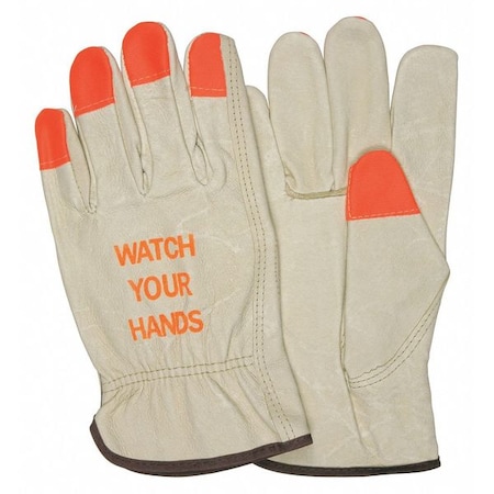 Mcr Safety Leather Drivers Gloves, Pigskin, Slip-On, Keystone Thumb, Gunn - Full Back Cut, Beige, L 12 PK 3413HVIL