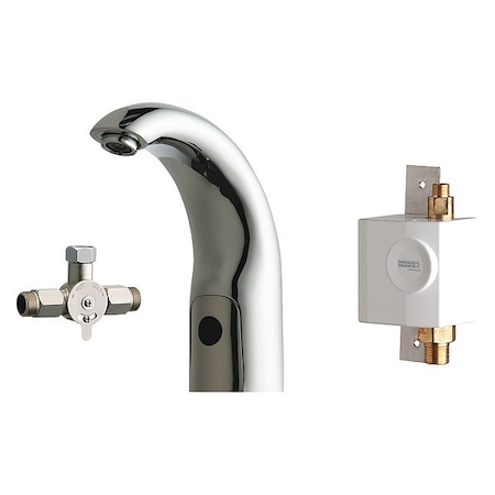 Chicago Faucet Electronic Sensor Single Hole Mount, 1 Hole Hytronic Contemporary  Faucet W/ Dual, Chrome plated 116.962.AB.1