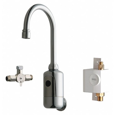 Chicago Faucet Electronic Sensor Single Hole Mount, 1 Hole Hytronic Gooseneck Sink Faucet With Dual, Chrome plated 116.964.AB.1