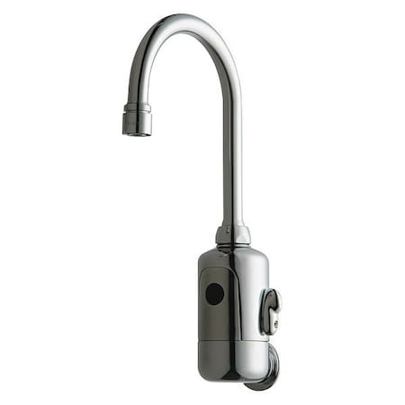 Chicago Faucet Electronic Sensor Hytronic Gooseneck Sink Faucet With Dual, Single Hole Mount, Chrome plated 1 Hole WWG116.124.AB.1T