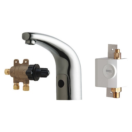 Chicago Faucet Electronic Sensor Single Hole Mount, 1 Hole Hytronic Traditional Sink Faucet W/ Dual, Chrome plated 116.971.AB.1