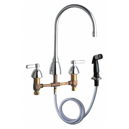 Chicago Faucet Kitchen Sink Faucet W/Spray, Manual, 8" Mount, Commercial 200-AGN8AE3VPCABCP