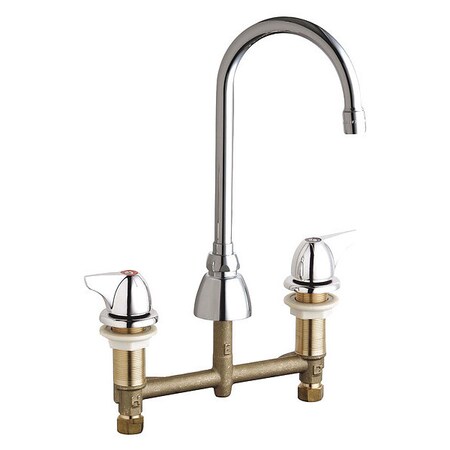 Chicago Faucet Concealed Kitchen Sink Faucet, Manual, 8" Mount, Commercial 201-AGN2AE3-1000AB