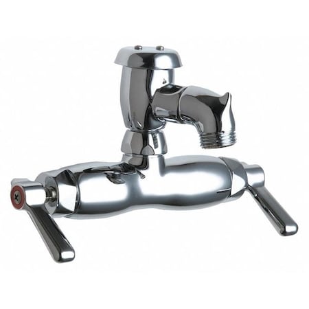 Chicago Faucet Manual Service Sink Faucet, 3-3/8" Mount, Chrome 2 Hole 305-VBLEA