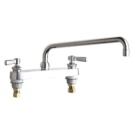 Chicago Faucet Manual Sink Faucet, 8" Mount, Chrome plated 527-L12ABCP