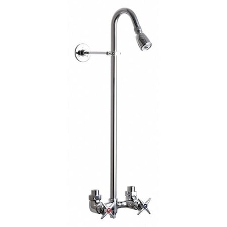Chicago Faucet Exposed Two Handle Shower Fitting, Polished Chrome, Wall 752-CP