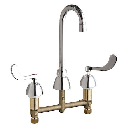 Chicago Faucet Gooseneck Kitchen/Bathroom Faucet, Manual, 8" Mount, 3 Hole Commercial 786-GN1AE3ABCP
