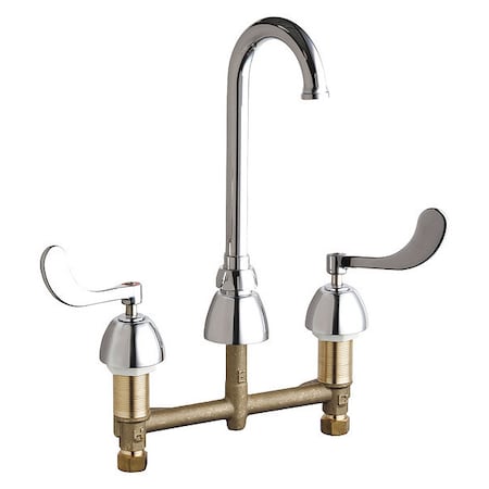 Chicago Faucet Manual Concealed Hot And Cold Water Sink Faucet, 8" Mount, Chrome plated 786-GN1FCABCP