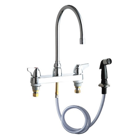 Chicago Faucet Dual-Handle Sink Faucet, 8" Mount, Chrome plated 1102-GN8AE3ABCP
