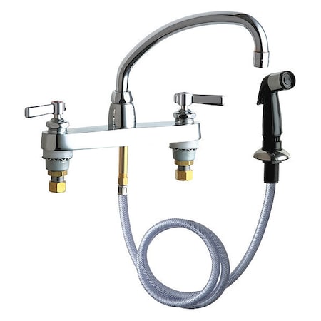 Chicago Faucet Manual Sink Faucet, 8" Mount, Chrome plated 1102-L9-369ABCP