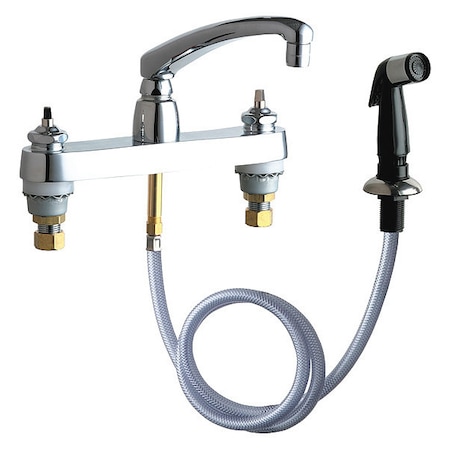 Chicago Faucet Manual Sink Faucet, 8" Mount, Chrome plated 1102-LEHAB