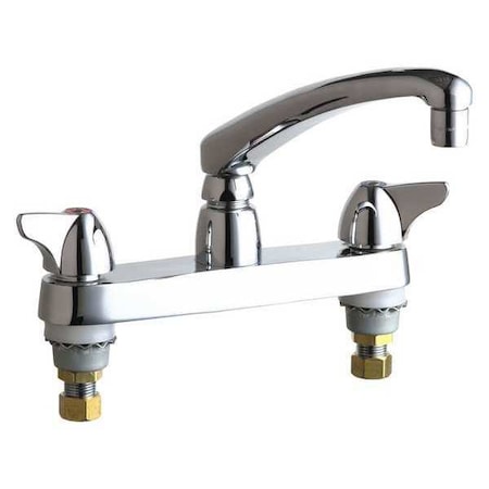 Chicago Faucet Low Arc Kitchen Faucet, Manual, 8" Mount, 2 Hole Commercial 1100-ABCP