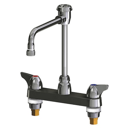 Chicago Faucet Manual Hot And Cold Water Sink Faucet, 8" Mount, Chrome plated 1100-GN8BVBE2-2CP