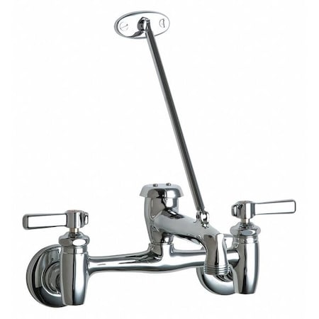 Chicago Faucet Manual Hot And Cold Water Sink Faucet, 7-5/8" - 8-3/8" Mount, Chrome plated 897-MPCP