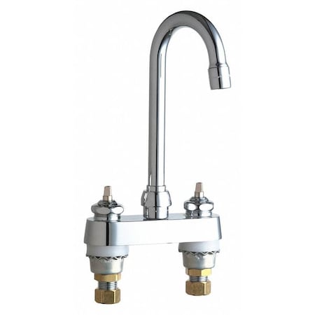 Chicago Faucet Manual Bathroom Faucet, 4" Mount, Chrome plated 895-LEHAB